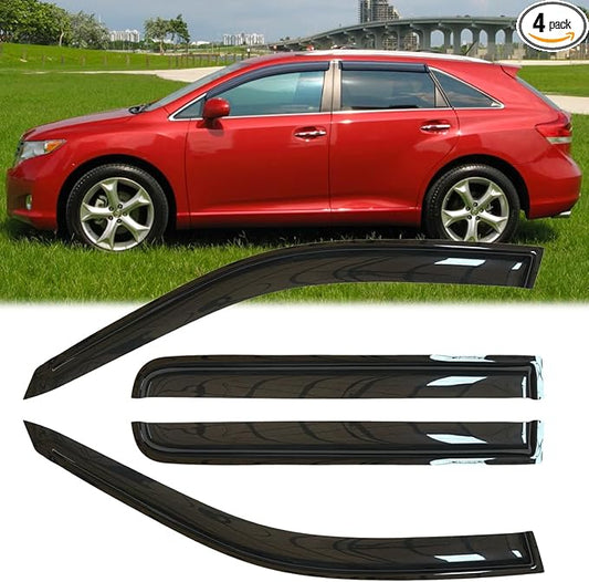 4pcs Original Outside Mount Style Window Rain Guards Shield Durable Side Wind Deflectors Dark Smoke Nice Looking Vent Window Visors Fit for 2009-2016 Toyota Venza 94162