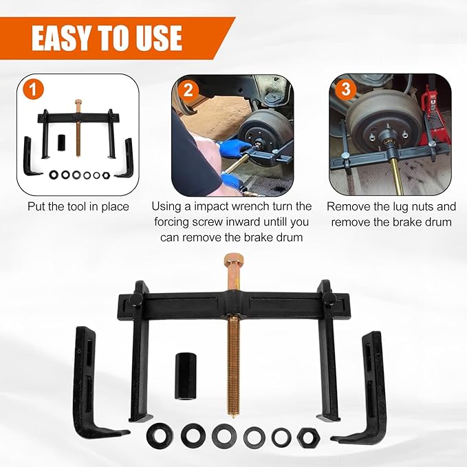 PSLER 78830 Car Repair Tool, Heavy Duty Hub Drum And Rotor Puller Kit Tools for a 1-1/4" Socket and 1-1/4" or 32mm Wrench