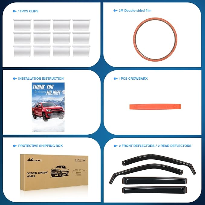 Nilight in Channel Window Deflectors for Ford Explorer 2020 2021 2022 2023 2024 Vent Window Visors, Rain Guards-4PCS