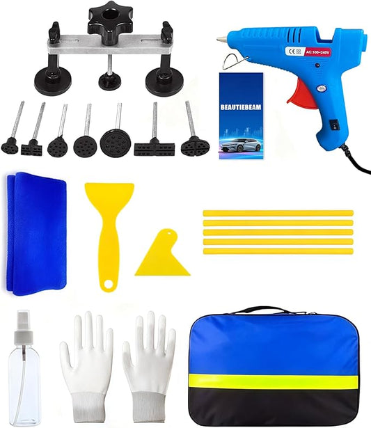 22pcs Car Dent Puller Kit,Paintless Dent Repair Kit for Dent Removal with Bridge Puller,Small Dent Remover Tool for Car Refrigerator Hail Damage Door DIY Repair