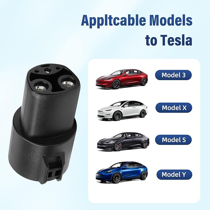 J1772 to Tesla Charging Adapter, 80Amp, 240V AC, Safety Certified, EV Charging Adapter Compatible with Nacs Tesla Model S/3/X/Y, Note: Only for Tesla Vehicles