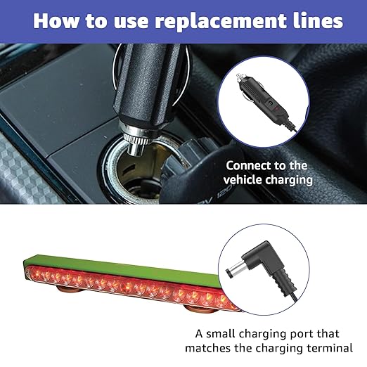 12V Replacement Charging Cable for Towmate Towlight Bars - Compatible with TM22G Limelight & All Light Duty Towmate Lights - Standard DC Charge End