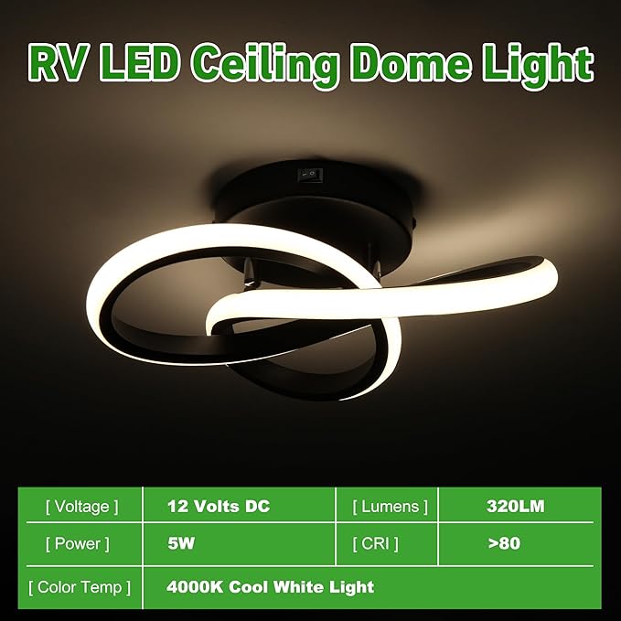 LED RV Interior Lighting (Dia: 10.2''), 12V RV Pendant Light Fixture with Switch - 4000K Cool White, Dimmable Ceiling Light for RV Motorhome Camper Dinette, Kitchen