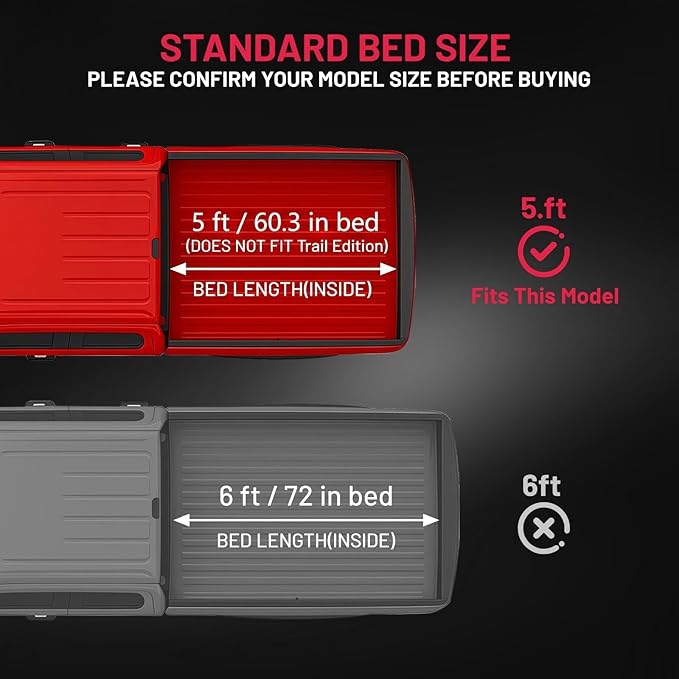 BDFHYK 5' FRP Hard Tri-Fold Truck Bed Tonneau Cover Compatible with Toyota Tacoma Double Cab 2016-2023 5.0 FT (60.3") Bed (Excl. Trail Edition) w/OE Track System, Waterproof, No-Drill, Anti-Theft