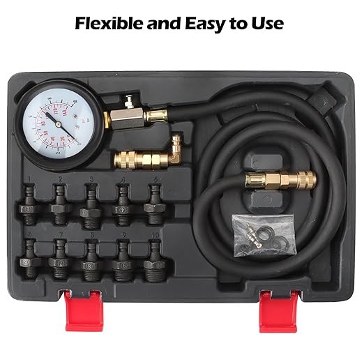 Oil Pressure Tester Kit 0-140 PSI, Professional Engine Oil Pressure Gauge Diagnostic Tool for Cars, Trucks, ATVs, Motorcycles - Universal Fit, Accurate Measurement