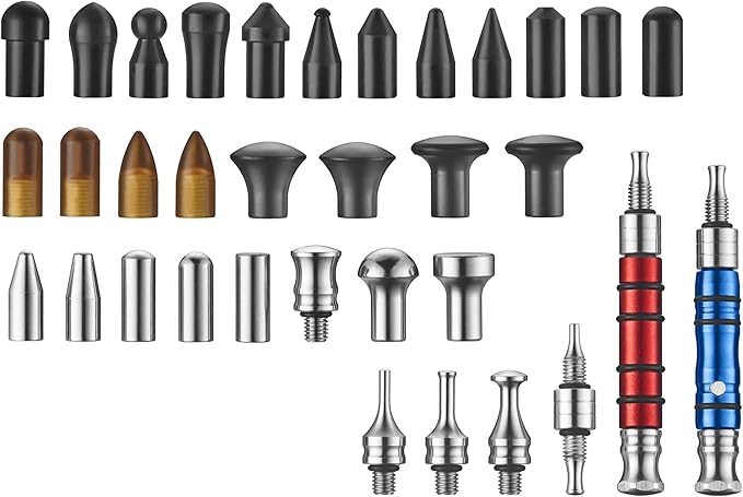 34PCS Tap Dow Dent Repair Tool Kit, Paintless Removal Tools, Auto Body Motorcycle Gas Tank Dent Ding Fix Tools