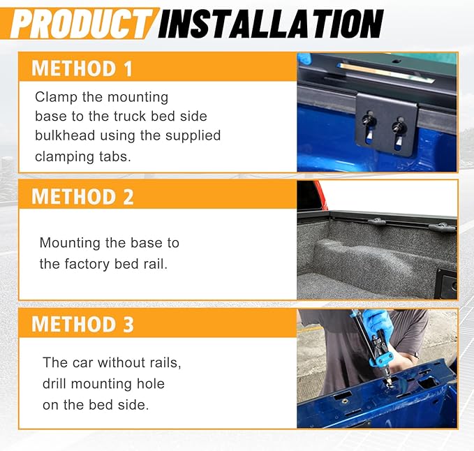 Universal Adjustable Bed Rack Roll Bar for Pickup Trucks - Compatible with Mid-Size& Full-Size Models, Q235A Carbon Steel, Powder-Coated Black Finish, Multiple Mounting Options Available