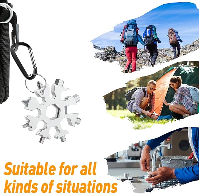 Stocking Stuffers Gifts for Men 18-in-1 Snowflake Multi Tool, Mens Gifts for Christmas, Anniversary Birthday Gifts for Men Husband Him, White Elephant Gifts for Dad Who Have Everything, Cool Gadgets