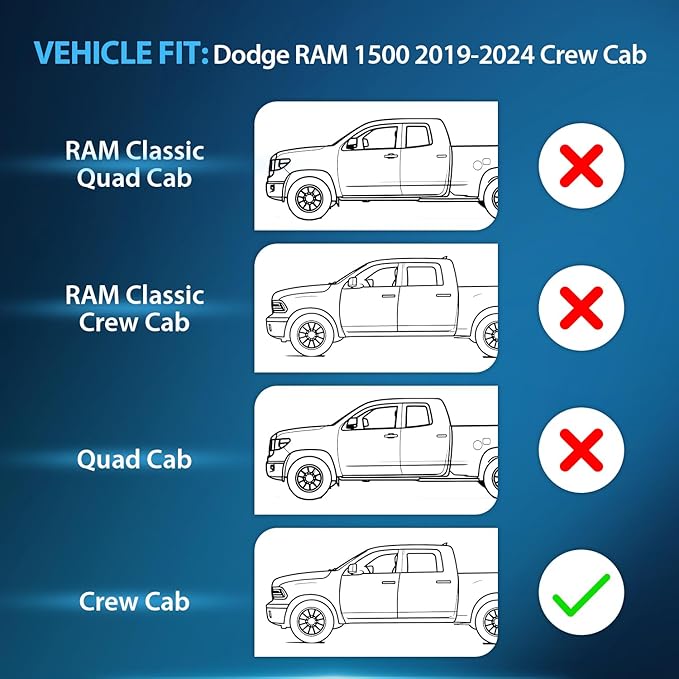 Nilight in Channel Rain Guards for Dodge RAM 1500 2019 2020 2021 2022 2023 2024 Crew Cab Original Window Deflectors, Vent Window Visors-4PCS