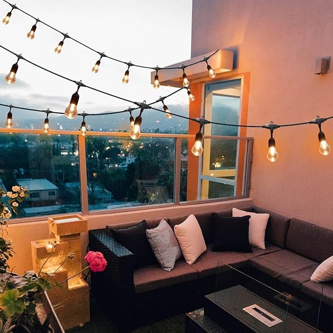 105FT Outdoor String Lights, 32 Shatterproof E26 Edison LED Bulbs, Dimmable RGB Color Changing Patio Lights Waterproof with Remote. for Backyard, Garden, Party, Bistro, Cafe