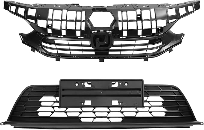 ZXMOTO Black Front Bumper Upper Grill Grille Kit Fit for Honda Civic Sedan 4Door 2022 2023 2024