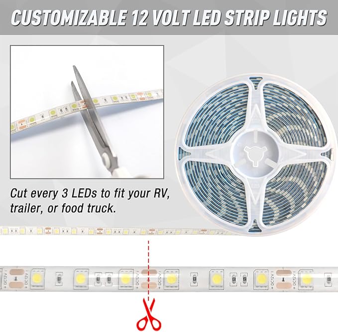 RV Awning Light,12V 20FT Camper Awning Lighting,Waterproof LED Strip,Exterior Underglow Lighting for RV Motorhome Travel Trailer Food Truck Outdoor Party (White, 20FT)