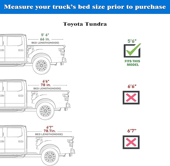 Low Profile Flip Up Truck Bed Tonneau Cover Fits 2022-2026 Toyota Tundra 5'6" Bed (66.7")