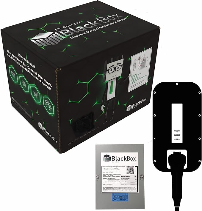 EV Charger BLACKBOX 240V NEMA 3R 60-100A Service Size Weatherproof - No Electrical Panel or Service Upgrade Required Allows 240 Volt up to 60Amp EV Fast Charge Rate EV Load Management. Save $$$