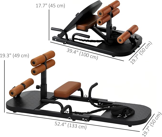 Soozier Foldable Sissy Squat Machine, Hip Thrust Machine with Push Up Stand, Multipurpose Glute Workout Equipment for Home Gym