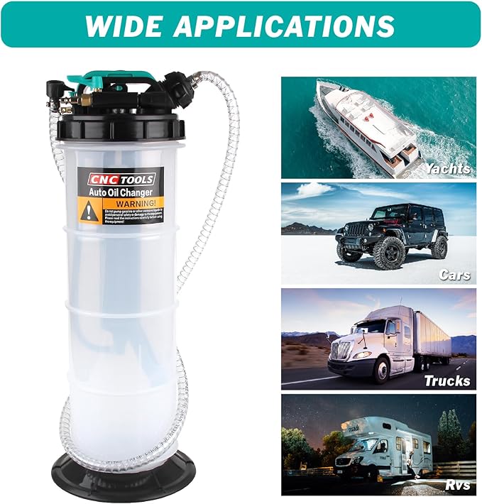 5.3-Liter Oil Extractor Pump,Manual/Pneumatic Fluid Extractor with Hose,Vacuum Oil Change and Oil Drainage for Cars, Motorcycles, Lawn Mowers, Boats Etc.