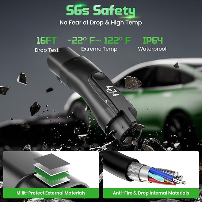 Tesla to J1772 Adapter,48A 250V NACS to J1772 Converter, Compatible with Tesla High Powered Connectors, Destination Chargers & Mobile Connectors for J1772 Electric Vehicles