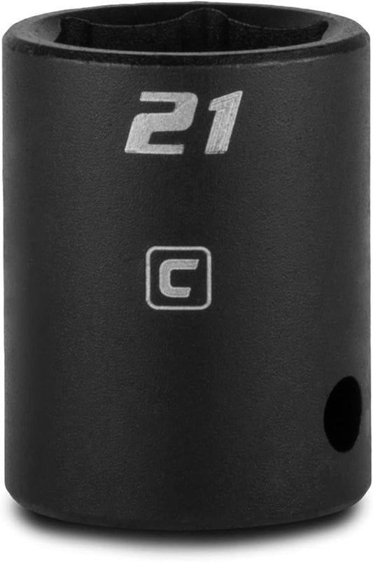 Capri Tools 21 mm Shallow Impact Socket, 1/2-Inch Drive, 6-Point, Metric