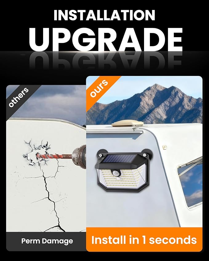 LUHLEE 178 LED Magnetic RV Solar Lights Outdoor, 800LM Ultra-Bright RV Porch Light with Motion Sensor, Strong Magnets IP65 Waterproof rv Lights Exterior for Awning Camper Trailer Porch (4 Pack)