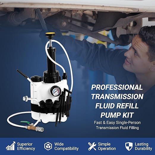 Wayona Transmission Fluid Transfer Pump 3L, 12 ATF Adapters, Manual Automotive Transmission Fill Pump Set Oil Filling Filler System Fluid Transfer Dispenser Pump Tool Kit with Pressure Gauge and Scale
