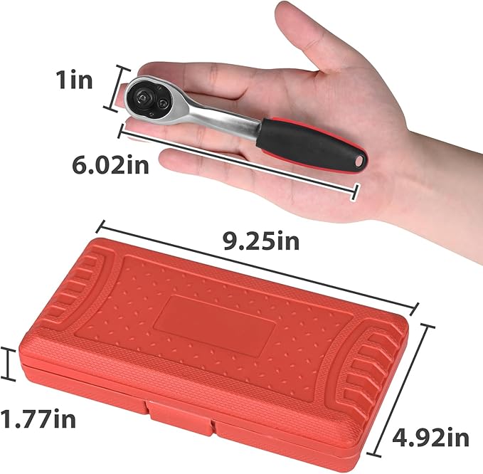 Egofine 46 Pieces 1/4 inch Drive Socket Ratchet Wrench Set, with 72-Teeth Ratchet Wrench, S2 Bit Socket Set, Extension for Auto Repairing and Household, with Storage Case