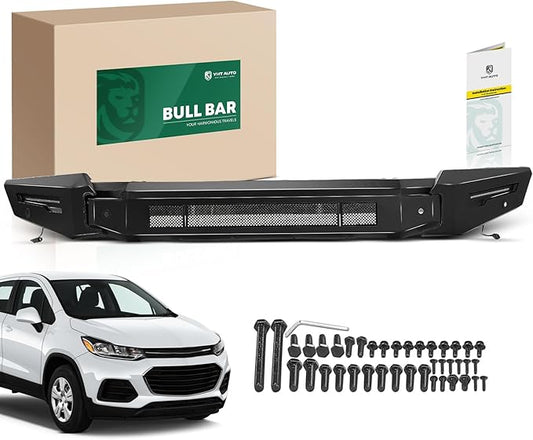 YHTAUTO Bull Bar Push Bar with Skid Plate Light Mount Fit Chevrolet Models, Silverado 1500 2022-2025, Heavy Duty Steel Brush Guard for Truck Front Bumper Textured Black Off Road Accessories