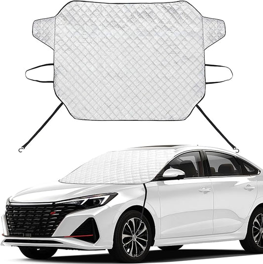 EXQUISLIFE Car Windshield Snow Ice Cover with 3 Layers Protection, Windshield Snow Ice Cover with Magnetic Edges Used for Snow Protection, Rain and Sun, Fits for Most Standard Cars, SUV