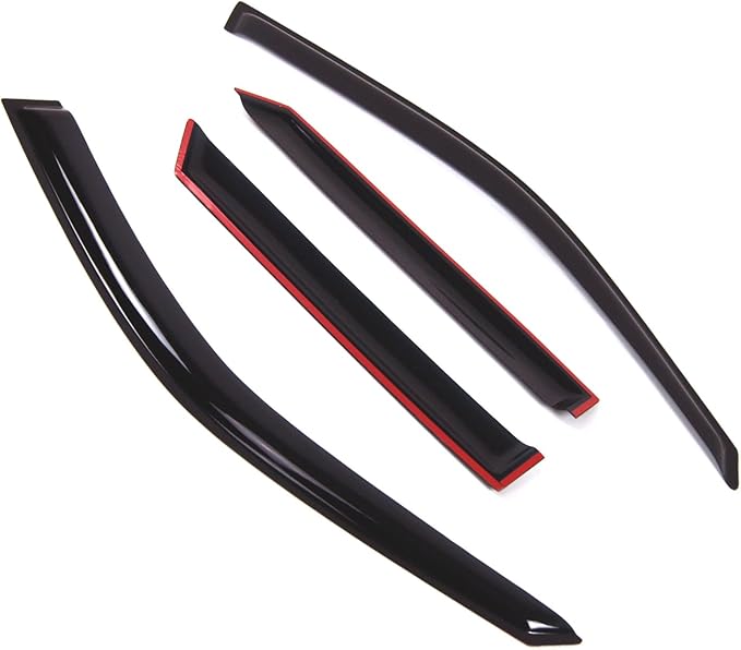 TuningPros Outside Mount Window Vent Visors Rain Guards Compatible with Mazda Protege5 2002-2005 | Side Window Wind Deflectors Rain Shields | Smoke Tinted, 4 Pcs Set, DGWV-316