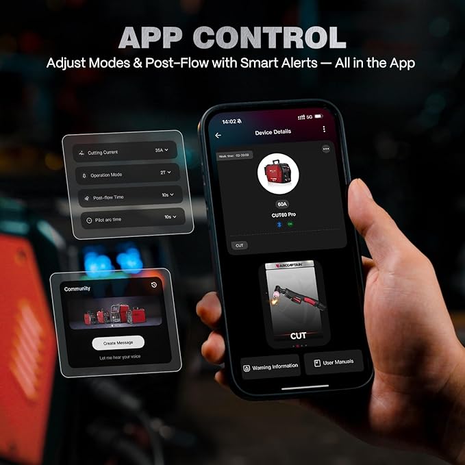 ARCCAPTAIN iControl CUT60 Pro Plasma Cutter, [APP Control] 60Amp Pilot Arc 120/240V Plasma Cutter Machine, Cuts 15/16" Max, Supports Rust Removal & Expanded Metal, LED Display, 2T/4T, PA/PT, MCU 3.0