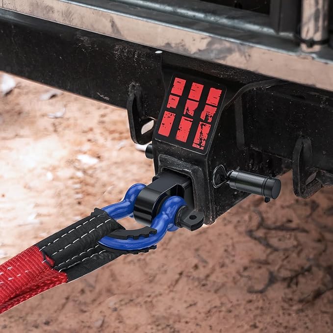 Nilight Anti-Theft Shackle Hitch Receiver 2Inch 45000 LBs Breaking Strength 3/4" Anti-Theft D Ring Shackle 5/8" Trailer Hitch Lock Pin Heavy Duty Solid Towing Kit for Trucks Off Road (Blue&Black)