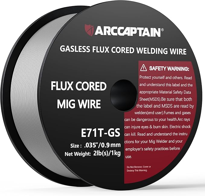 ARCCAPTAIN Flux Core Welding Wire .035, E71T-GS Mig Welding Wire 2-Pound Spool Gasless Mild Carbon Steel Compatible With Lincoln Miller Forney Harbor Welder
