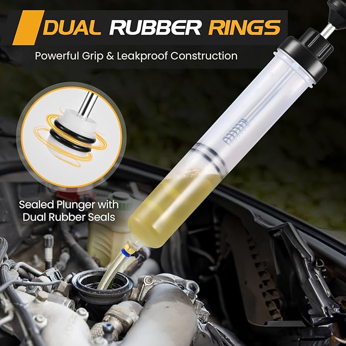 500CC Automotive Fluid Extractor Pump, Premium Manual Extraction & Fill Pump with 2 Hoses, Oil Syringe with Powerful Suction, Fluid Oil Change Evacuator