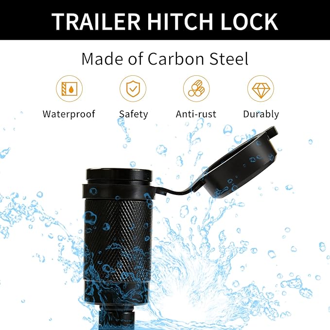 Trailer Hitch Locks, 5/8" Dia 4" Long Hitch Lock with Safety Clip Fits Class III IV V 2",2-1/2" & 3" Hitches, Hitch Lock with Anti-Rattle O-Rings for Trailer Truck Car Boat(2 Pack)