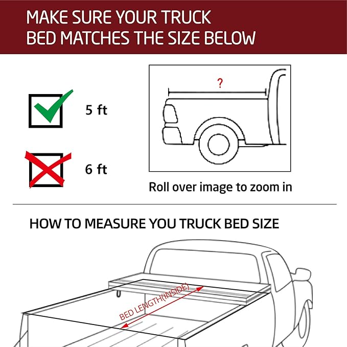 ‌Kikito Hard Tri-Fold Tonneau Cover for 2016-2025 Toyota Tacoma 5Ft Bed (59.8-60.5in) | Waterproof & No-Drill Installation‌