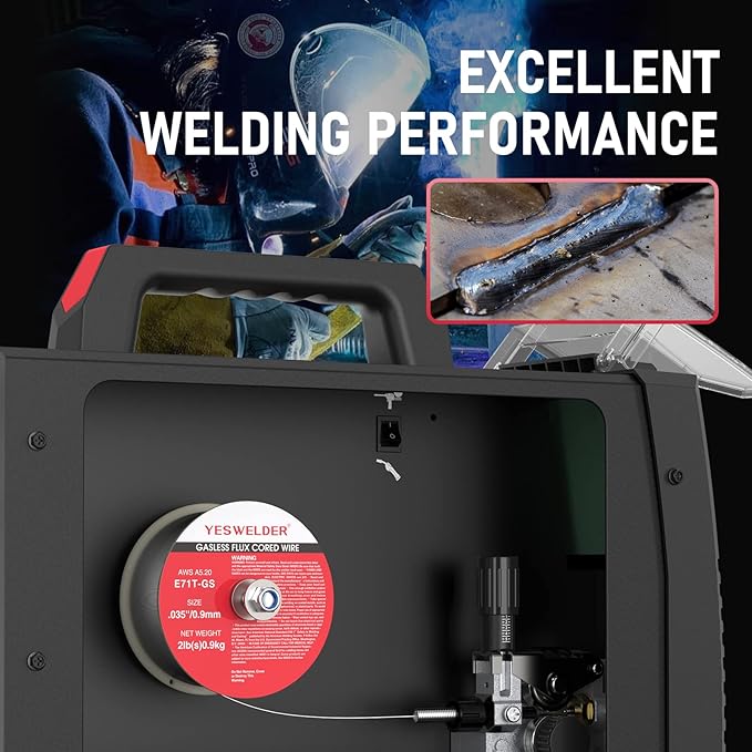 YESWELDER Flux Core Gasless MIG Wire, E71T-GS Mild Carbon Steel .035-Inch Diameter 2-Pound, Strong ABS Plastic Spool Welding Wire (5 Packs)