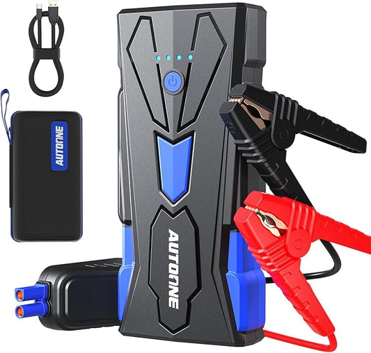 AUTOONE 6500A Car Battery Jump Starter Up to All Gas & 12L Diesel Engine, Car Battery Jumper Starter Portable 12V Jump Box with USB Output, Storage Case, LED Flashlight