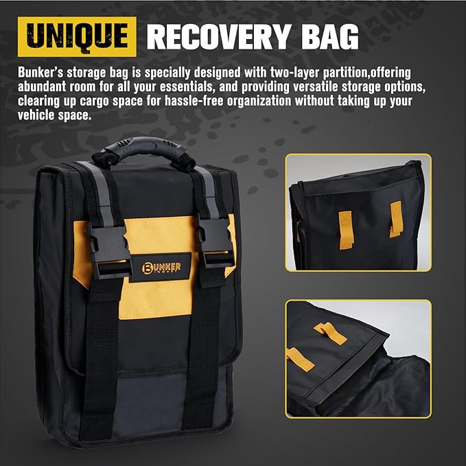 BUNKER INDUST Heavy Duty Tow Strap with Bag Recovery Kit, 3" x 30ft Tree Saver Winch Strap 35,000 lbs Recovery Straps - Emergency Vehicle Off Road Towing Rope