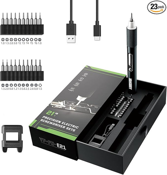 JAKEMY Electric Mini Laptop Screwdriver Repair Tool Kit Cordless Torque Power Gear Adjustable with Light Manual&Automatic Screwdriver Rechargeable for Phone,Consoles,Toys,Ect