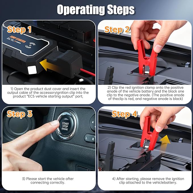 CROS 3500A Car Jump Starter, 24000mAh Battery Booster Pack with Wireless Charger, 12V Portable Jump Box for Gas & Diesel Engines, Power Bank & LED Flashlight