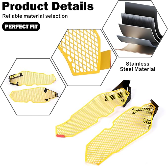 for Corvette C8 Side Intake Mesh Grilles Insert Set,Stainless Driver and Right Passenger Side Radiator Air Intake Vent Guards for Corvette C8 Stingray Z51 2020-2025 Accessories (Yellow)