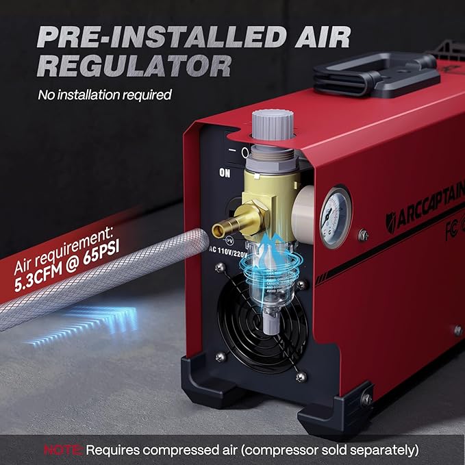 ARCCAPTAIN Plasma Cutter, [Large LED Display] 50Amps Cutter Machine with 110/220V Dual Voltage DC Inverter IGBT 1/2 Inch Clean Cut Post Flow and 2T/4T, for Beginners DIY