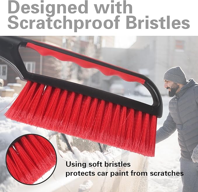 Snow Brush and Ice Scraper for Car Windshield,26.4" Window Scraper Deicer for Car SUV and Truck,Ice Scrapers and Brushes 2 in 1,Winter Car Automotive Exterior Accessories(2Pack Red)