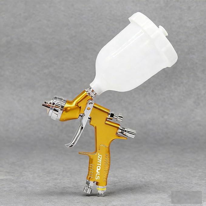 HVLP Spray Gun with 1.3mm Plum Blossom Shape Nozzle, Car Paint Gun Premium Tool Kit，Car & Automotive Paint Gun Sprayer, for Furniture, House Finishing, Varnish and Top Coat (Gold（Plum Blossom Nozzle）)