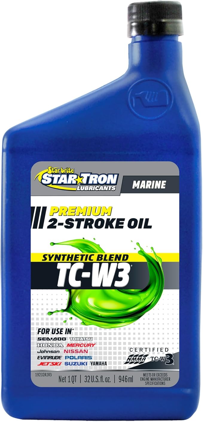 STAR BRITE Super Premium+ 2-Cycle Synthetic Blend TC-W3 Engine Oil - For All Makes & Models of Outboard Motors & Personal Watercraft - Ideal for High Performance Engines