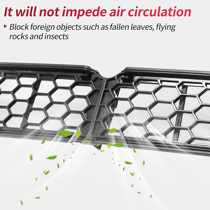 AggAuto Grille Mesh Insert Compatible with Tesla Model Y Juniper 2025 2026, Front Air Inlet Vent Grille Inserts Cover Replacement, 2 Pcs Model Y Accessories Black