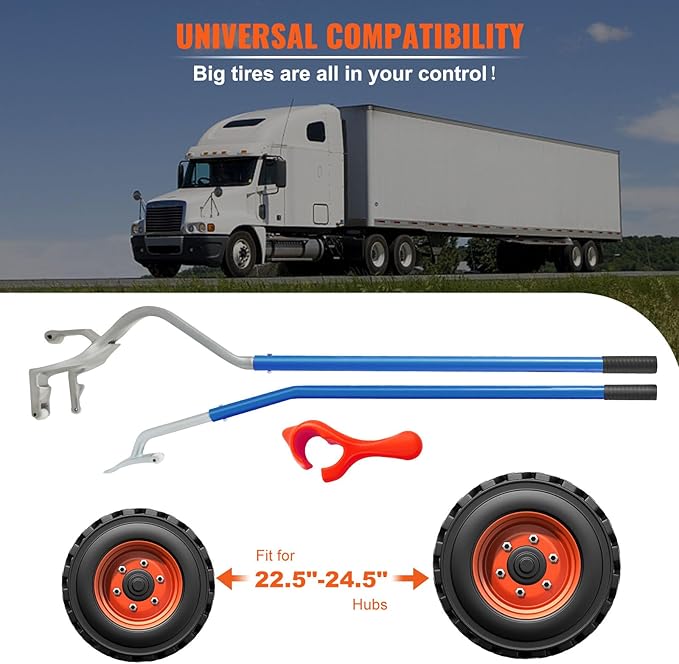 VEVOR Tire Mount Demount Tool 22.5" to 24.5" Tire Changer Steel Bead Breaker Extra Bead Holder Tubeless Truck Manual Tire Changing Tools for Car Repairing(Blue)