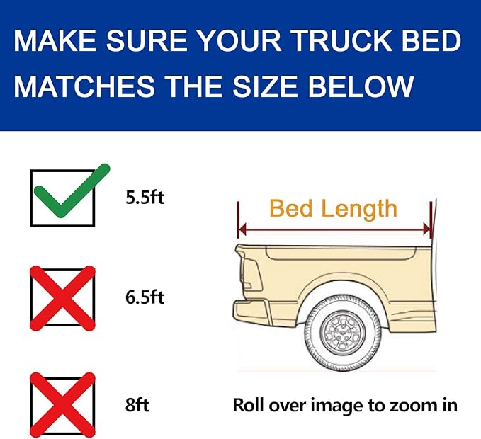 Hard Tri-Fold Truck Bed Tonneau Cover for 2004-2014 Ford F150; 05-08 Lincoln Mark LT, 5.5ft / 66" Bed, Waterproof, Secure & No-Drill Installation