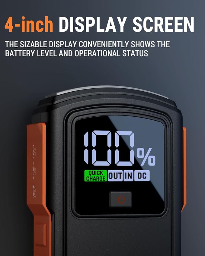 Powrun P-ONE MAX Jump Starter, 4000A Portable Jump Box, Car Jump Starter Battery Pack for All Gas or Diesel Engines up to 10.0L, 12V Car Battery Jump Starter with a Carrying Case