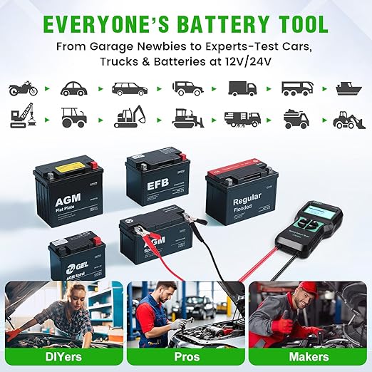 DUOYI DY221 Car Battery Tester, 12V 24V Digital Automotive Alternator Meter Diagnostic Tool,100-2000 CCA Load Capacity, Charging & Cranking Analyzer for Cars, Trucks, Motorcycles, Vans, RVs, Boats...