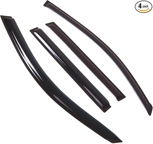 TuningPros Outside Mount Window Vent Visors Rain Guards Compatible with Toyota Highlander 2008-2013 | Side Window Wind Deflectors Rain Shields | Smoke Tinted, 4 Pcs Set, DGWV-659